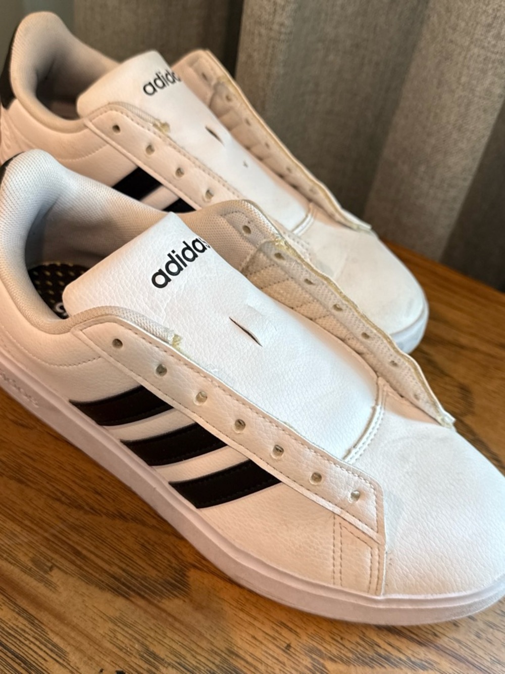 adidas White Sneakers with Black Three-Stripes —